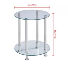 Load image into Gallery viewer, Modern Round Coffee Small Table  2 Tier Glass Top Sofa Side Table Decor Clear
