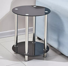 Load image into Gallery viewer, 2 Tier Round Coffee Table Glass Top Sofa Side End Table Home Decor Modern
