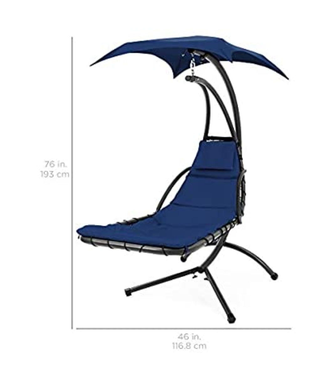 Outdoor Hanging Curved Steel Chaise Lounge Chair Swing