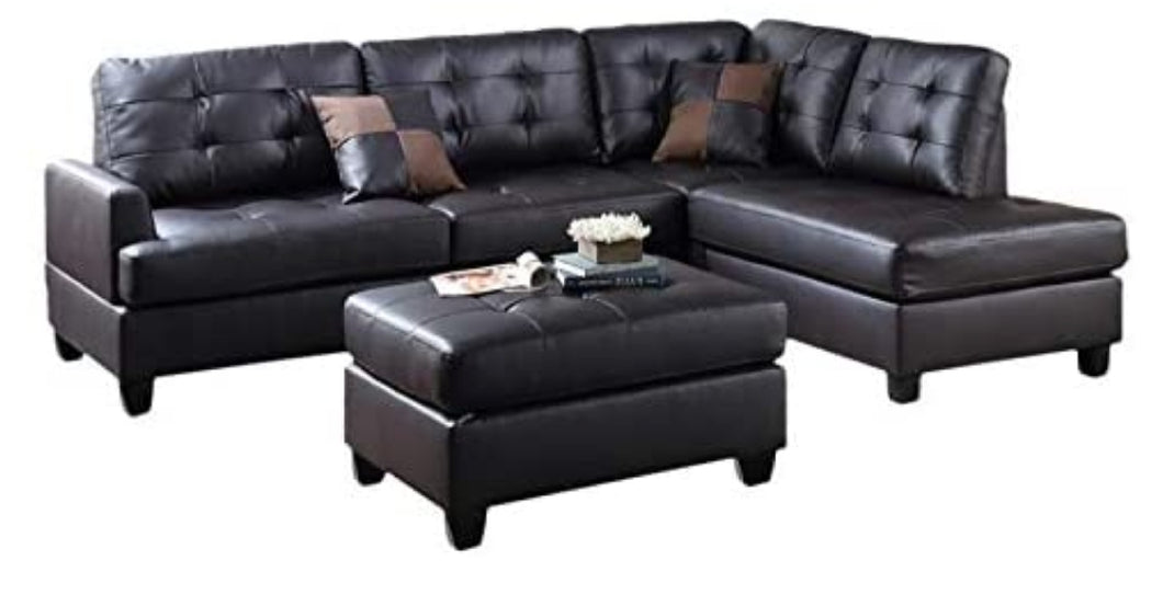 Expresso Reversible Chaise Sectional With Ottoman F6855