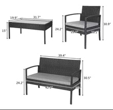 Load image into Gallery viewer, 4PC Outdoor Patio Lawn Sofa Set Rattan Wicker Furniture Table Cushion Black
