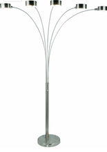 Load image into Gallery viewer, 5 Arc Brushed Steel Floor Lamp w/ Dimmer Switch, 360 Degree Rotatable Shades - Dim Options - Bright &amp; Attractive - Solid Construction - Stainless Steel - Industrial &amp; Mid-Century

