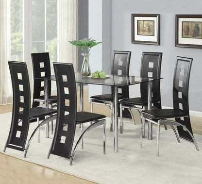 1X Dining Table 6 Chairs Glass Metal Kitchen Room Breakfast Furniture