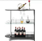 Bar Table Gloss Black/ White Pub Cocktail Table with Tempered Glass Shelf & Wine Holder