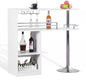 Bar Table Gloss Black/ White Pub Cocktail Table with Tempered Glass Shelf & Wine Holder