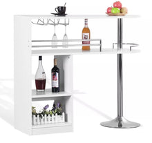 Load image into Gallery viewer, Bar Table Gloss Black/ White Pub Cocktail Table with Tempered Glass Shelf &amp; Wine Holder

