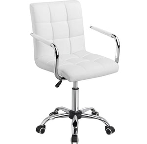 White Or Black Executive Home Office Chair PU Leather Computer Desk Task Gas-lift Swivel White