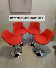 Load image into Gallery viewer, Red Diamond Pattern Set Of 2 Barstools
