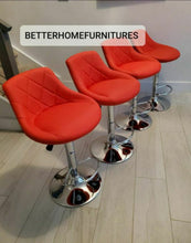 Load image into Gallery viewer, Red Diamond Pattern Set Of 2 Barstools
