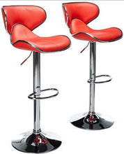 Load image into Gallery viewer, Modern  Red Saddle Back Swivel Barstool (Set of 2)
