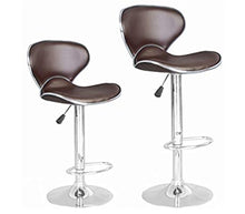 Load image into Gallery viewer, Modern Brown Saddle Back Swivel Barstool (Set of 2)
