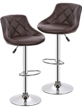 Load image into Gallery viewer, Brown Diamond Pattern Set Of 2 Barstools
