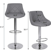 Load image into Gallery viewer, Gray Diamond Pattern Set Of 2 Barstools
