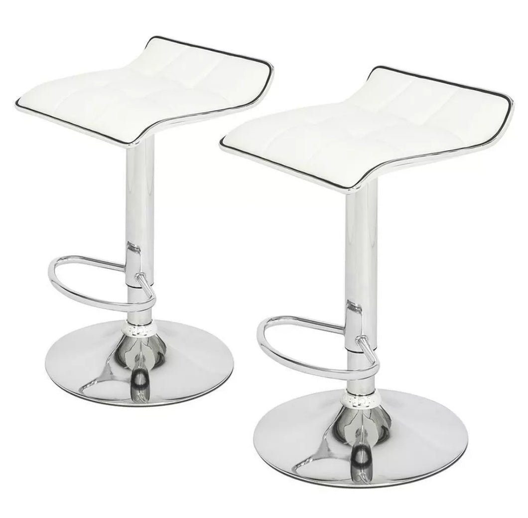 Modern White Chrome Backless Barstools Set Of 2