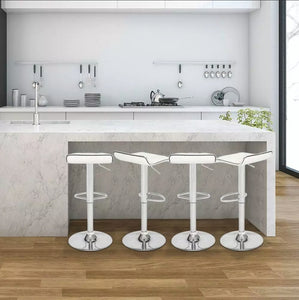 Modern White Chrome Backless Barstools Set Of 2