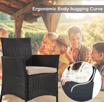 Patio Furniture Set 4 Pcs Black/Tan Cushion Outdoor Wicker Sofas Rattan Chair Wicker Conversation