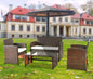 4PCS Brown Patio Outdoor Furniture Set Rattan Garden Seating Wicker Chair with Cushion