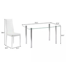 Load image into Gallery viewer, 7 Piece Dining Table Set 6 Chairs Glass Metal Kitchen Room Furniture White
