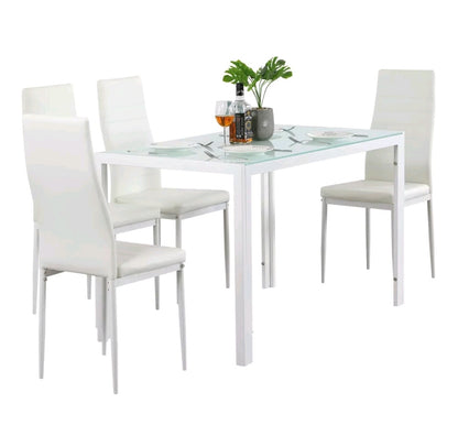5Pcs Dining Set Kitchen Table Set Dining Table and 4 PU Leather Chairs Black