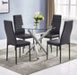 5 Piece Dining Table Set 4 Chairs &Single Chair Table Glass Metal Kitchen Room