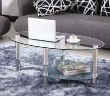 Load image into Gallery viewer, Tempered Glass Oval Side Coffee Table Transparent Round Living Room Furniture
