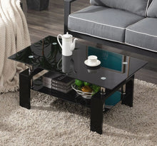 Load image into Gallery viewer, Modern Rectangle Cocktail Coffee Table Glass &amp; Wood Living Room With Lower Shelf
