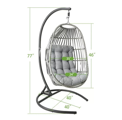 Large Patio Hanging Swing Egg Chair Hammock with Stand Cushions Outdoor Chair