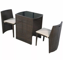 Load image into Gallery viewer, 3 PCS Brown Cushioned Outdoor Wicker Patio Set Garden Lawn Sofa Furniture Seat
