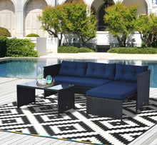 Load image into Gallery viewer, 3- Black Piece Patio Furniture Set Rattan Sectional Wicker Sofa Lounger
