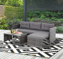 Load image into Gallery viewer, 3-Gray Piece Patio Furniture Set Rattan Sectional Wicker Sofa Lounger

