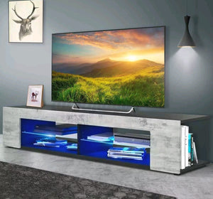 57'' TV Stand Cabinet Unit w/ LED Shelves Entertainment Center for 65" TV