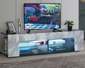 57'' TV Stand Cabinet Unit w/ LED Shelves Entertainment Center for 65" TV