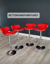 Load image into Gallery viewer, Modern  Red Saddle Back Swivel Barstool (Set of 2)
