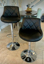 Load image into Gallery viewer, Black Diamond Pattern Set Of 2 Barstools
