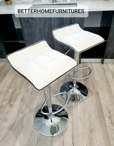 Modern White Chrome Backless Barstools Set Of 2