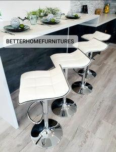 Modern White Chrome Backless Barstools Set Of 2