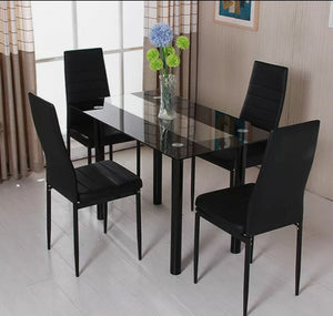 5pcs Black/Clear Dining Room Table Set