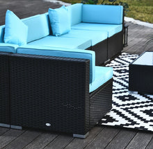 Load image into Gallery viewer, 7-Piece Aqua Modern Outdoor Rattan Patio Chair Set for Backyards, BBQs,Decks,&amp;Patios
