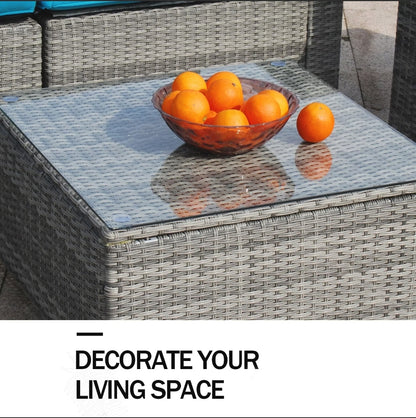 6pcs Patio Furniture Set Rattan Wicker Sectional Outdoor Sofa Set