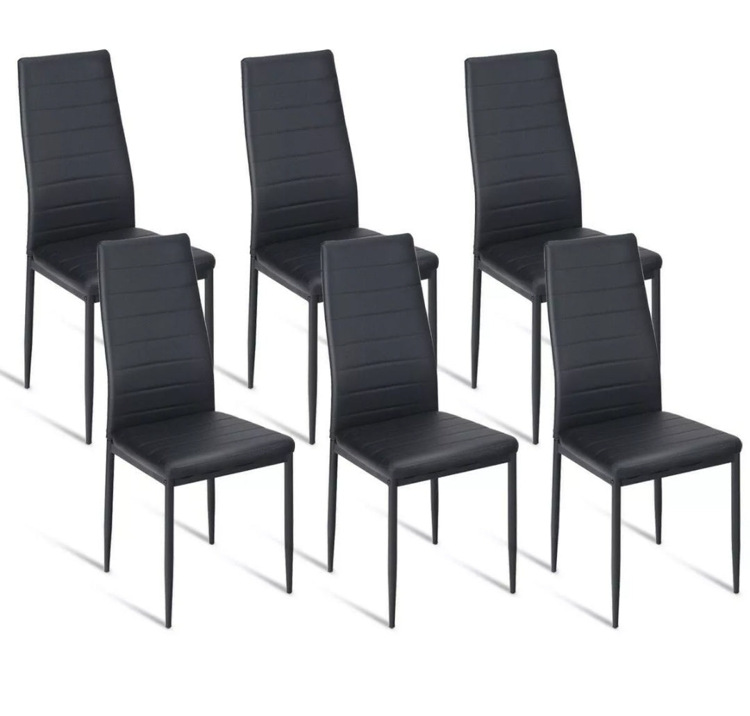 Set of 6 High Back Dining Chairs Kitchen Furniture Home Decor Ergonomic Modern