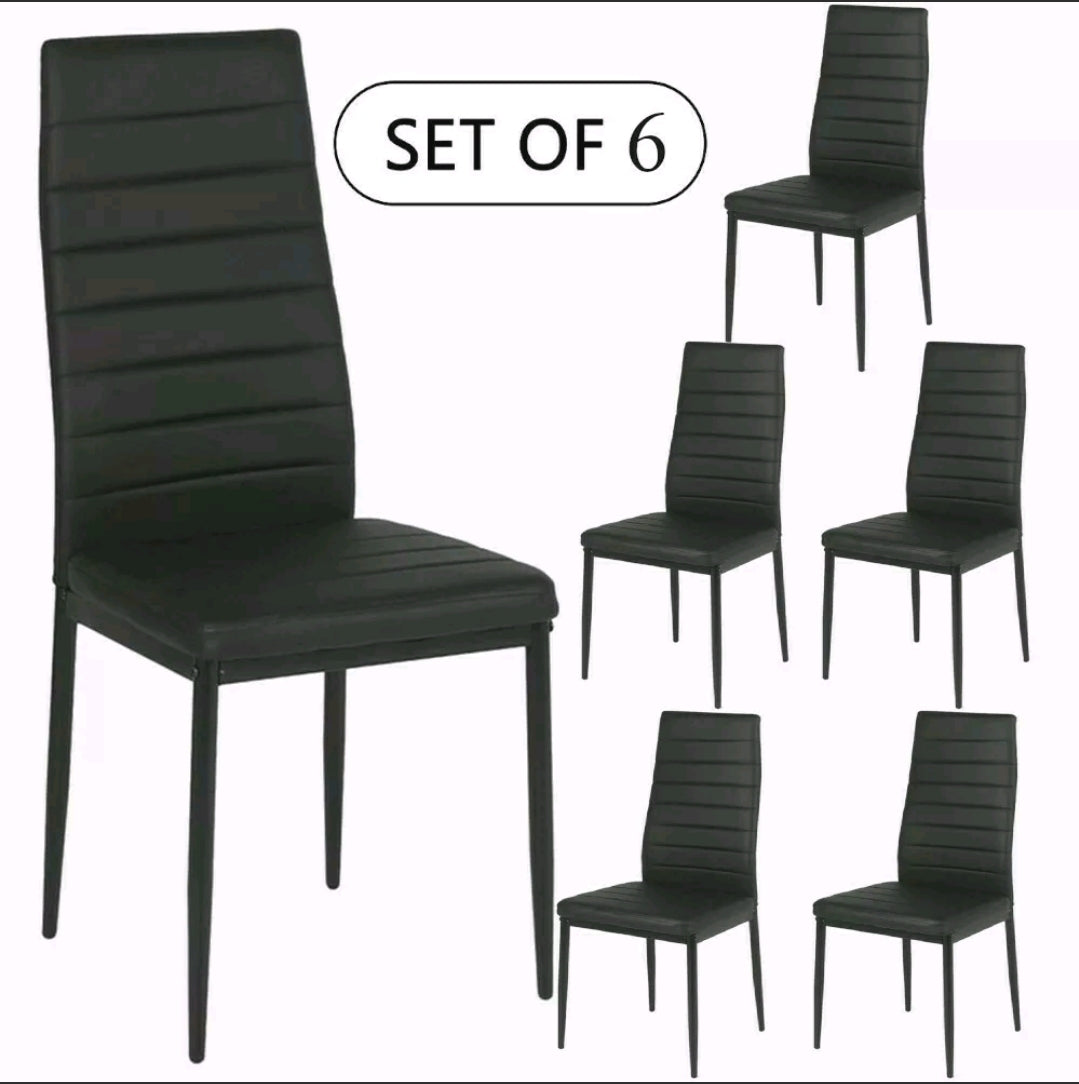 Set of 6 High Back Dining Chairs Kitchen Furniture Home Decor Ergonomic Modern