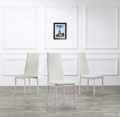 Modern Leather Tufted Back Elegant White Dining Chair Set of 6