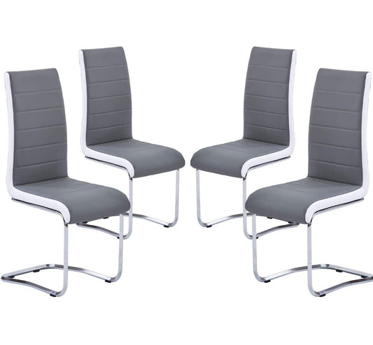Set Of 4 Gray/White Dining Chairs