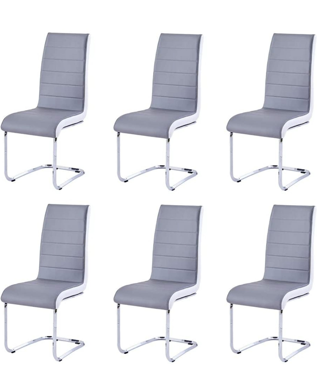 Set Of 6 Gray/ White Dining Chairs