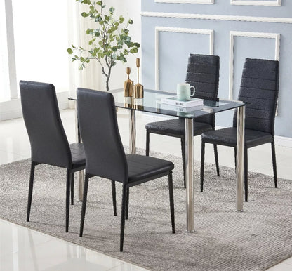5pcs Dining Set With 4 Black Chairs / Black Edge Table