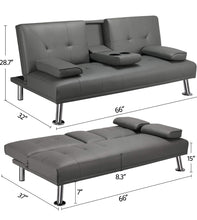 Load image into Gallery viewer, Gray Futon Sleeper Sofa Modern
