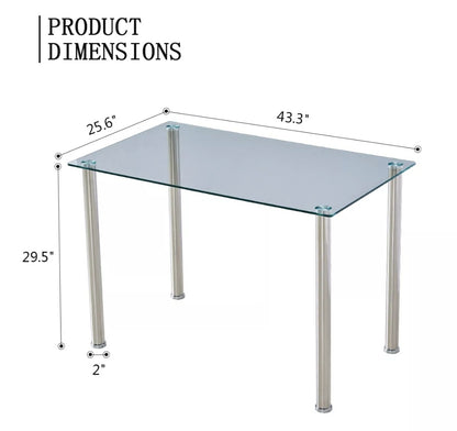 Dining Set Transparent Glass Table 4 Chairs Of Diamond Button Kitchen Furniture