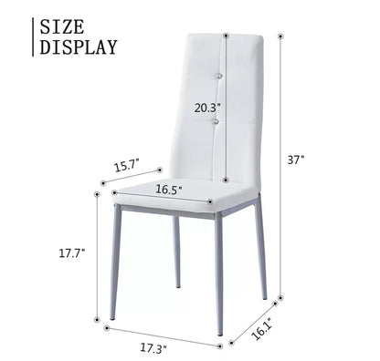 Dining Set Transparent Glass Table 4 Chairs Of Diamond Button Kitchen Furniture