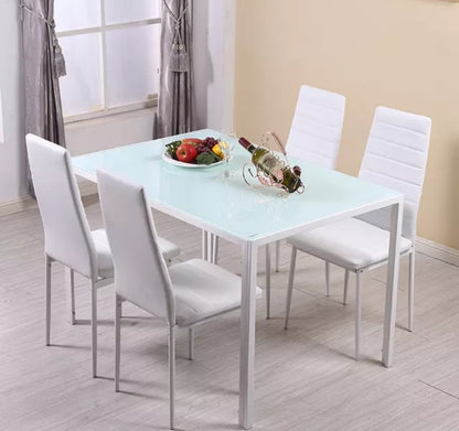 5Pcs Dining Set Kitchen Table Set Dining Table and 4 PU Leather Chairs Black