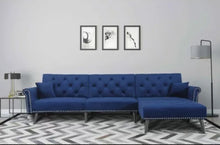 Load image into Gallery viewer, Modern Sofa Bed Set Living Room Furniture Reversible Sectional 2pc Navy Blue
